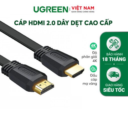 Cáp HDMI 2.0 UGREEN ED015 50820 Dài 3m – Độ phân giải 4Kx2K@60Hz 3D Full HD1080