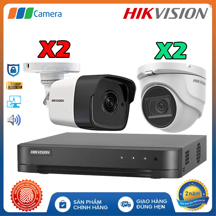 Trọn Bộ 4 Camera Âm Thanh Có Dây Hikvision AH4CM-2MP Full HD