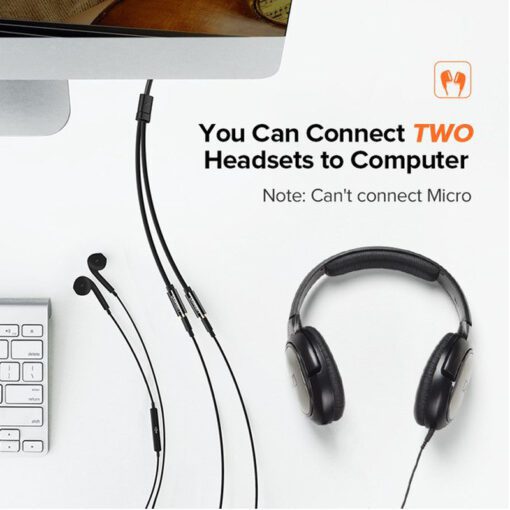 Cáp chia 3.5mm 1 ra 2 cổng tai nghe UGREEN AV123 10739 Đầu nhựa, Trắng