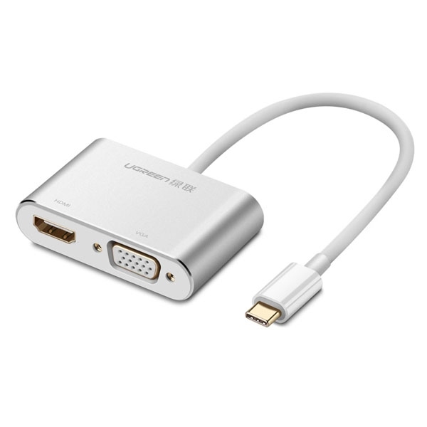 Cáp chuyển đổi USB type-C to HDMI và VGA Ugreen 50317 màu bạc