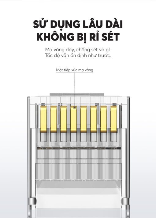 Đầu (hạt) bấm mạng RJ45 cho dây CAT6 bọc inox chống nhiễu UGREEN NW111 20333 10 Chiếc/Hộp