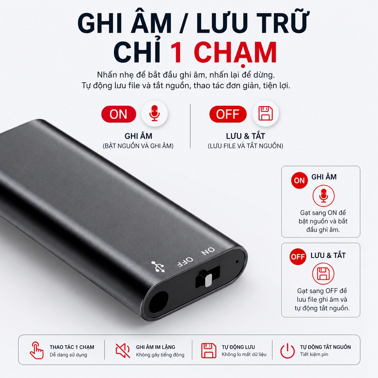 Máy Ghi Âm Mini Siêu Nhỏ Q21 16GB Chính Hãng, Ghi Âm Rõ Nét