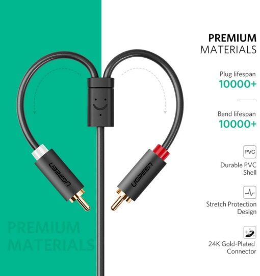 Dây chuyển đổi 3.5mm ra 2RCA (HOA SEN) Dài 1m UGREEN AV102 10772