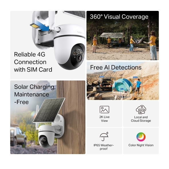 Bộ Camera Wi-Fi/4G Năng Lượng Mặt Trời Tapo C615G Kit 3MP