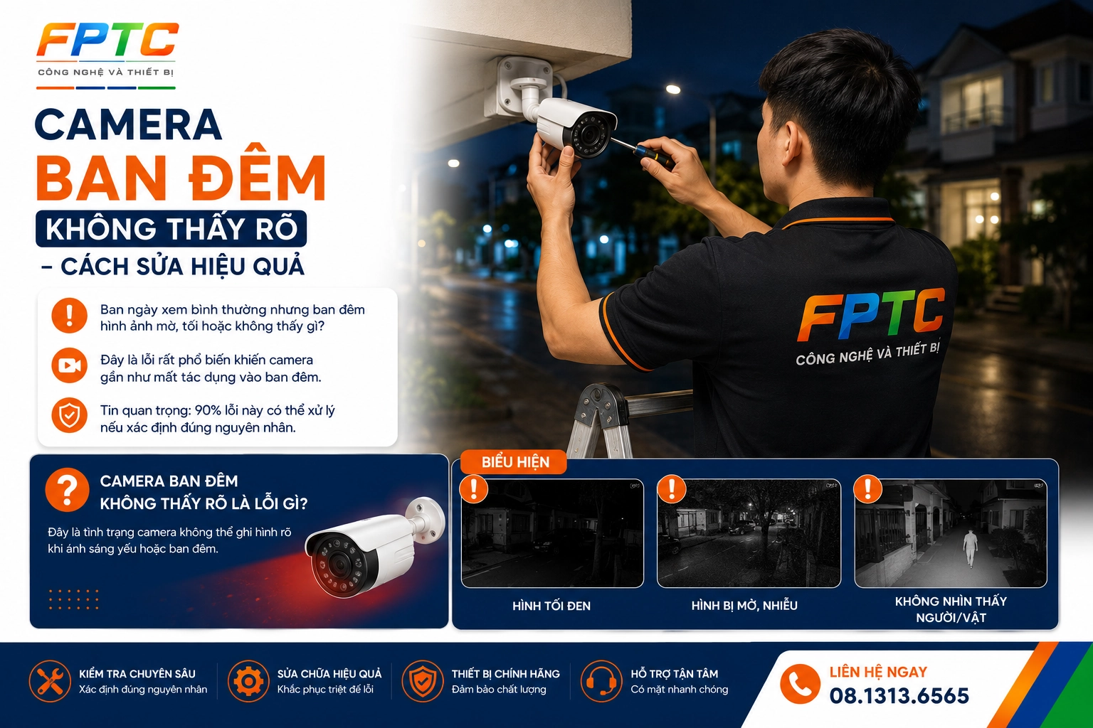 Camera ban đêm không thấy rõ – cách sửa nhanh & bảng giá chi tiết