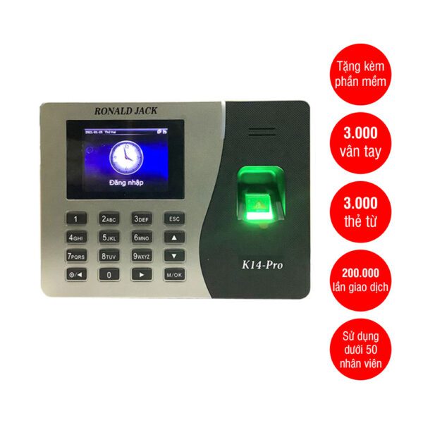Lắp đặt Máy chấm công vân tay, thẻ cảm ứng RONALD JACK K14 Pro