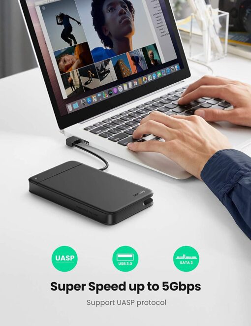 Hộp đựng ổ cứng 2,5inch SATA USB type-C Hỗ trợ 6TB Chính hãng Ugreen 50743 cao cấp