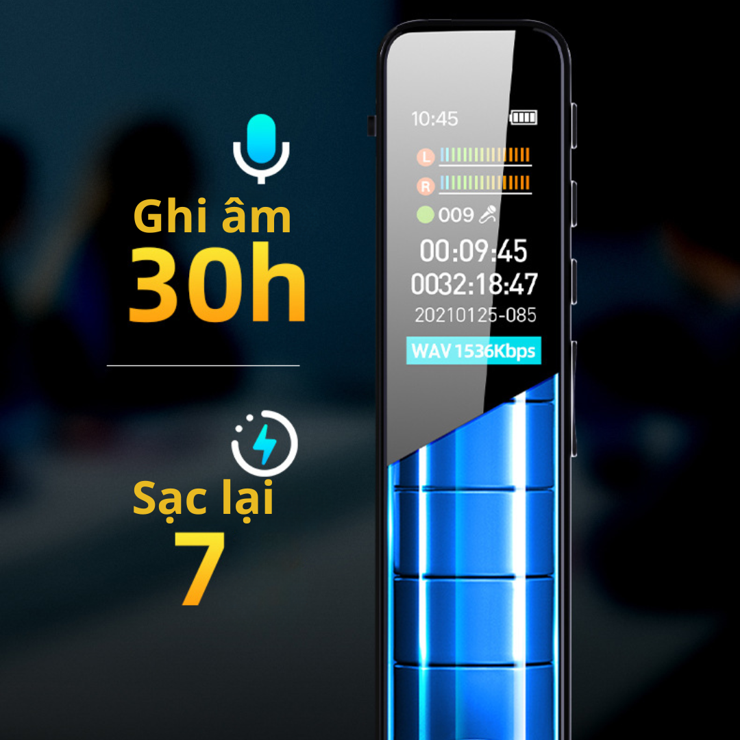 Máy Ghi Âm Chuyên Nghiệp RV18 Mrobo: Ghi âm 30h - Lọc âm DPS - Siêu mỏng 7mm