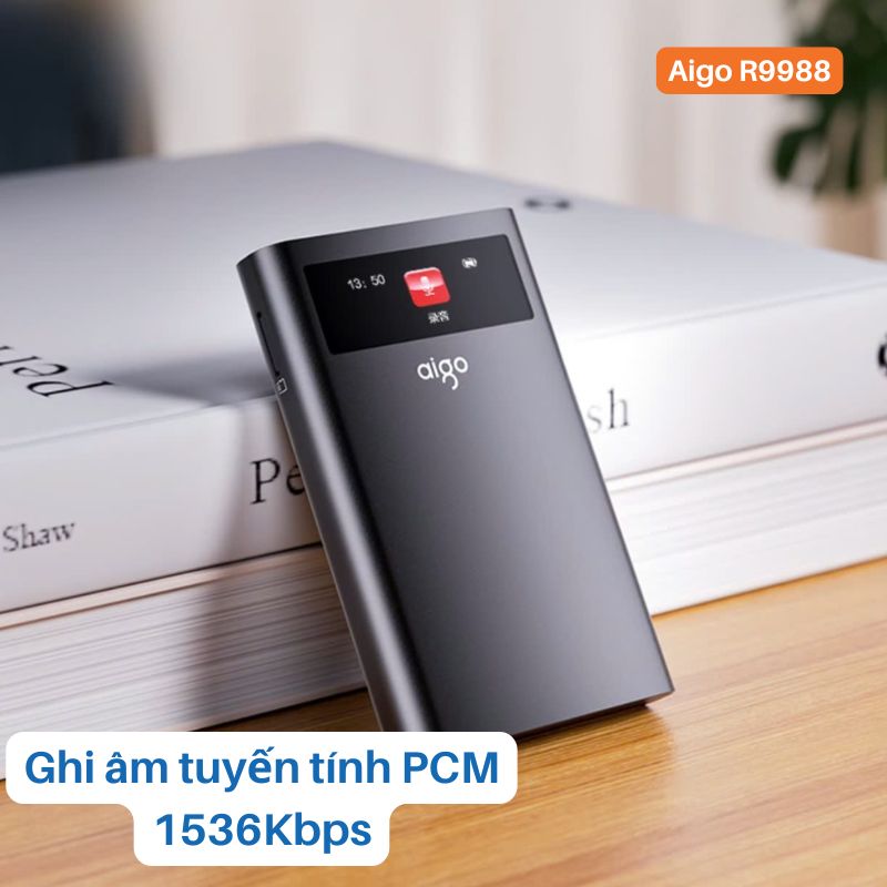 Máy ghi âm Aigo R9988  ghi âm 30 ngày - Lọc âm siêu tốt - Bảo mật File an toàn