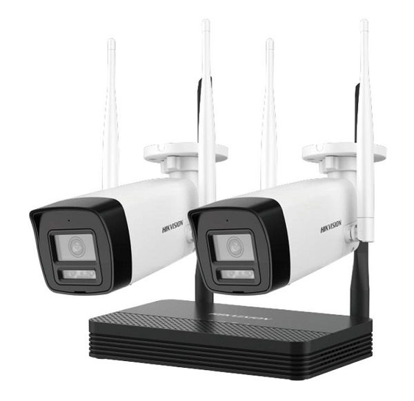 Bộ KIT WIFI combo 2 Camera Thân trụ Ngoài  trời HIKVISION -NT NKS422W0H Đàm Thoại ,Có Màu,Có Míc-FHD