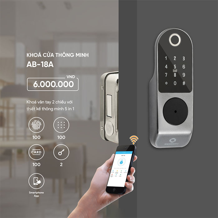 Khoá cửa cổng vân tay 2 chiều AB-18A (App điện thoại)