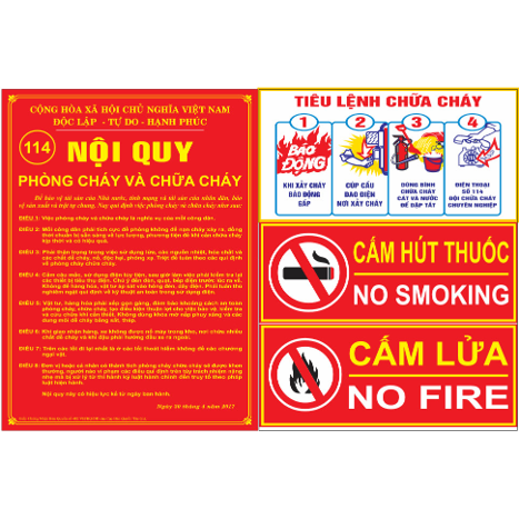 Bộ bảng tiêu lệnh chữa cháy bằng ALU (bộ 4 tấm) TLCC-ALU