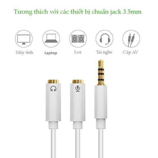 Cáp chuyển đổi tai nghe 3.5mm ra Mic & Loa riêng Ugreen 10789 mạ vàng
