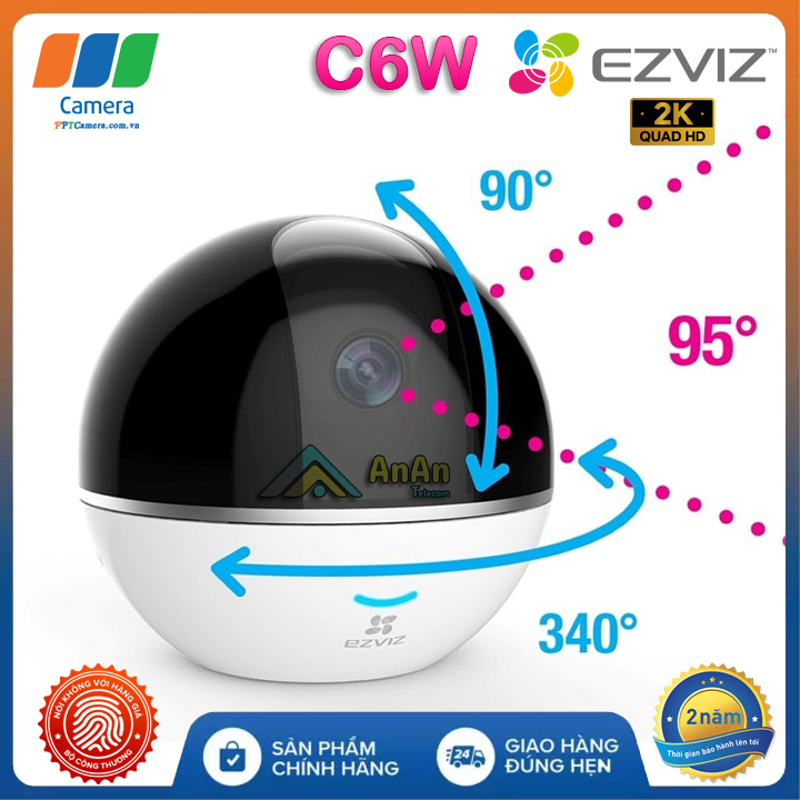 Trọn bộ Camera Hikvision EZVIZC6W 360° Full 2K âm thanh 2 chiều