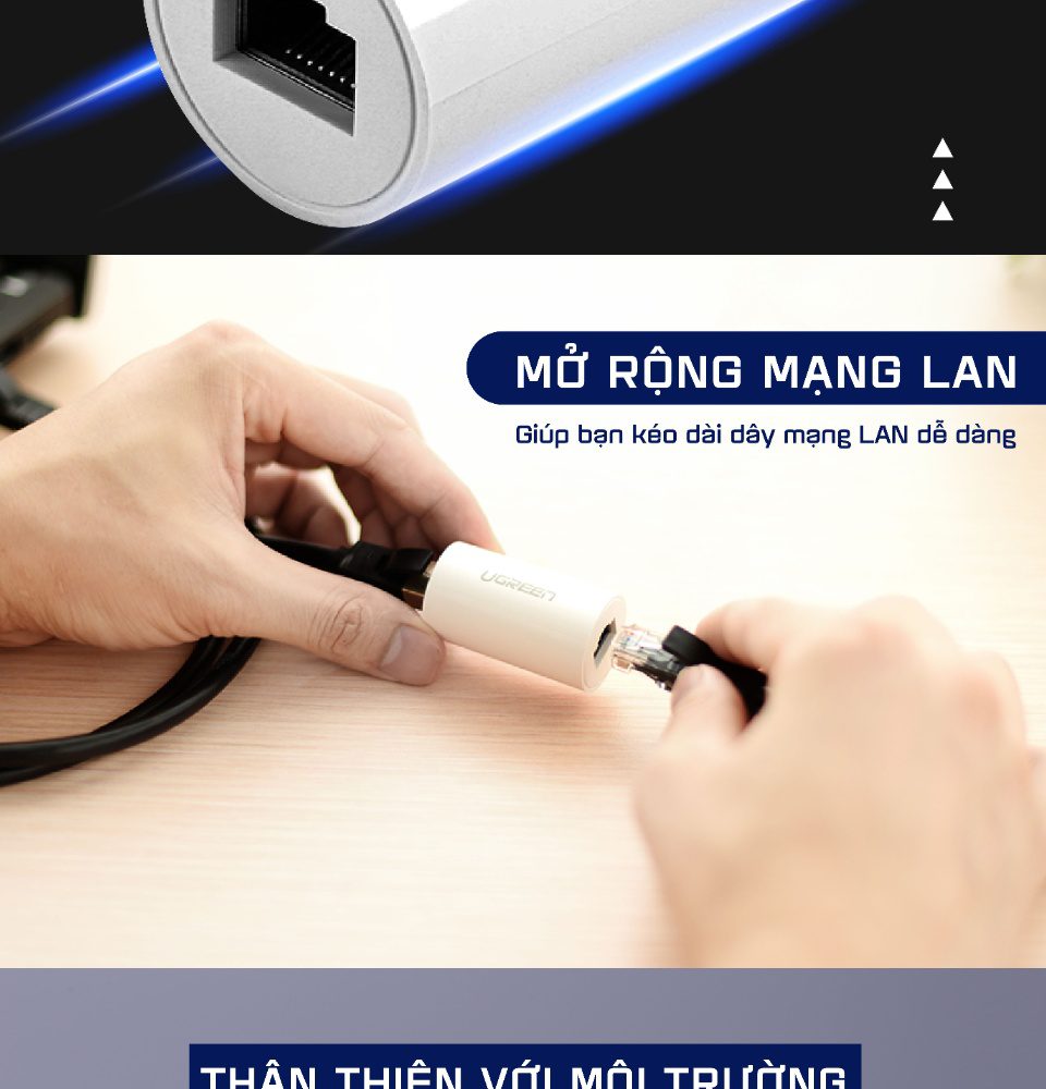 Đầu nối mạng RJ 45 cái sang cái thiết kế đẹp mắt UGREEN 20391