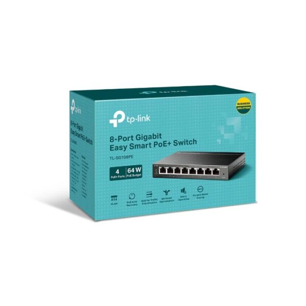 Easy Smart Switch 8 cổng Gigabit với 4 cổng PoE+ TP-LINK TL-SG108PE