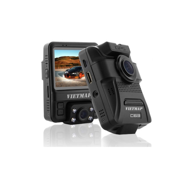 Camera hành trình cảnh báo tốc độ VietMap C63 ghi hình Trước & Trong xe phát WiFi truyền dữ liệu qua Smartphone