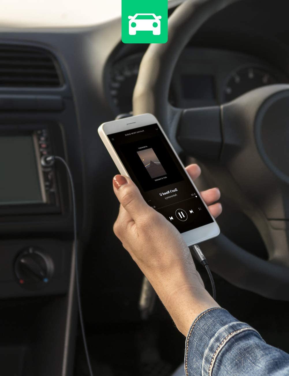 Dây âm thanh 3.5mm UGREEN AV112 10687 Vỏ bện vải sợi tổng hợp dài 2m Màu tím than