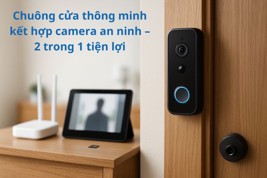 Doorbell thông minh kèm camera an ninh lắp tại cửa căn hộ