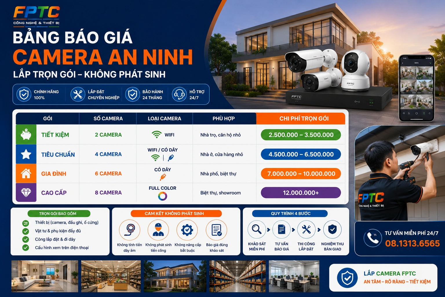 Bảng Giá Lắp Camera An Ninh – Chi Tiết Từng Gói, Không Phát Sinh Chi Phí