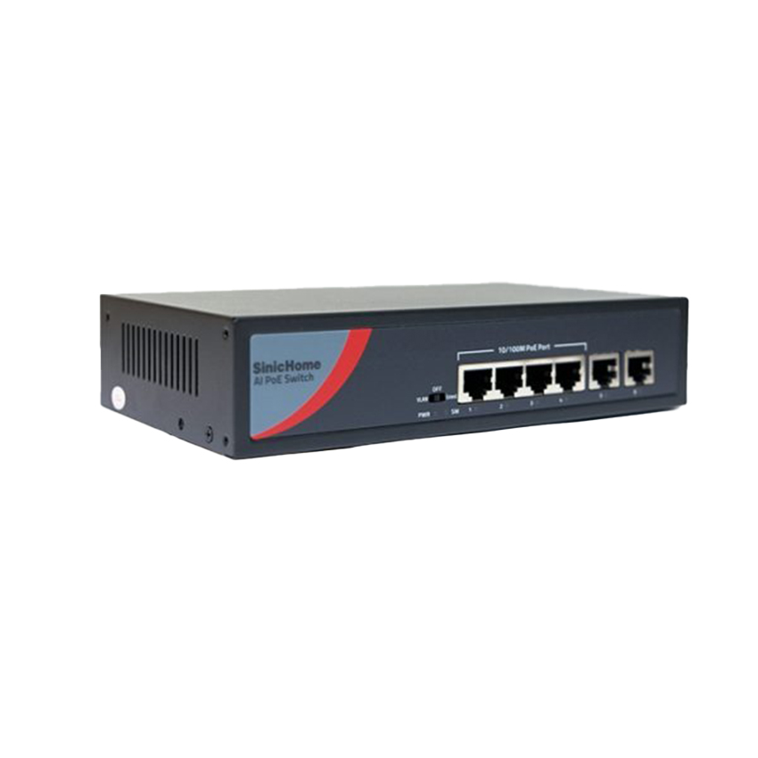 Switch PoE 4 cổng Sinic SN-5104P-FGE(V1) (4 PoE Gigabit, 2 Uplink, 65W)