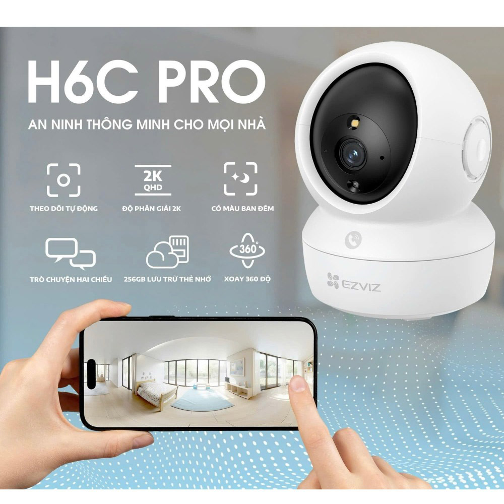 Trọn bộ Camera TN-EZVIZ H6c Pro 2K 3MP WiFi quay quét 360 độ