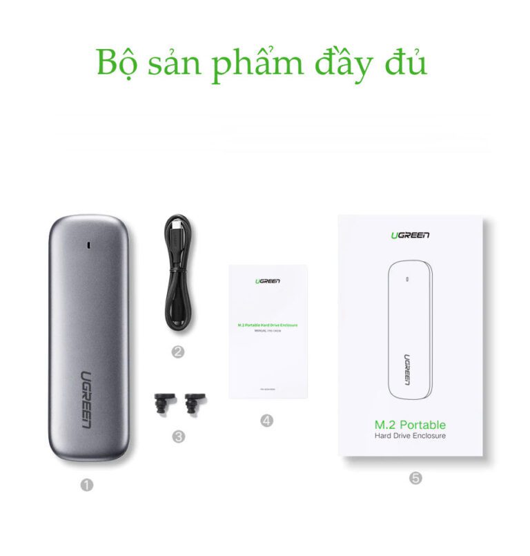 Hộp box đựng ổ cứng SSD M.2 B-Key & MB Key 2TB USB 3.0 Ugreen 60530 cao cấp (Vỏ Nhôm)