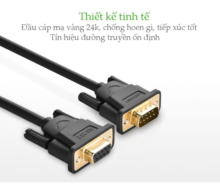 Dây nối dài COM RS-232 đực sang cái UGREEN DB101 20145 Dài 1.5m
