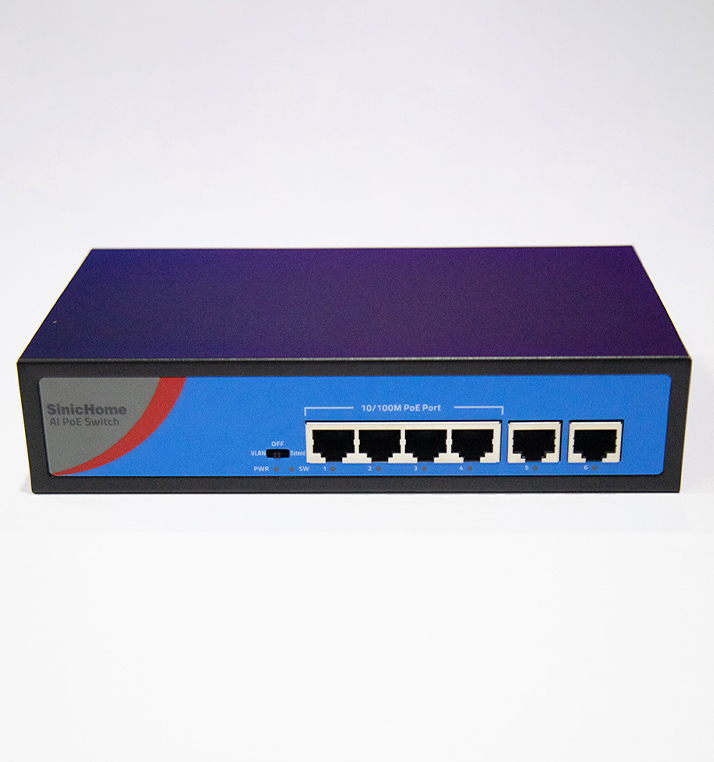 Switch PoE SinicHome SINIC-3104POE (4 PoE, 2 uplink, 60W)