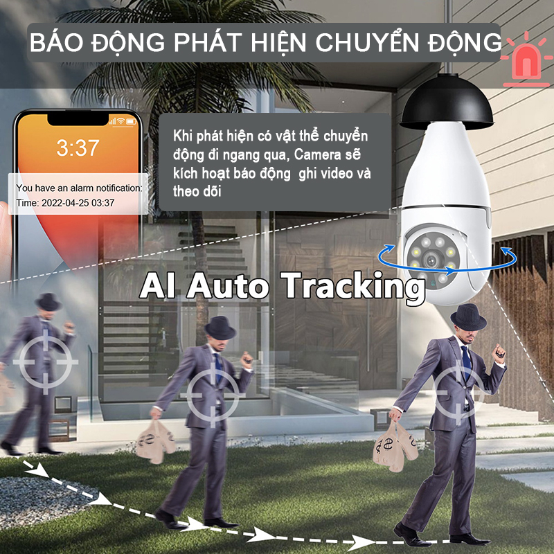 Camera bóng đèn 360 độ trong nhà 3.0Mp Carecam STE300