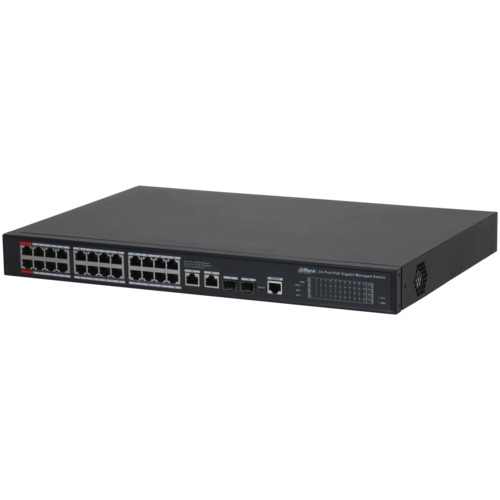 Switch PoE Dahua DH-S4228-24GT-360 (24 PoE Gigabit, 2 uplink Gigabit, 2 SFP, 360W)