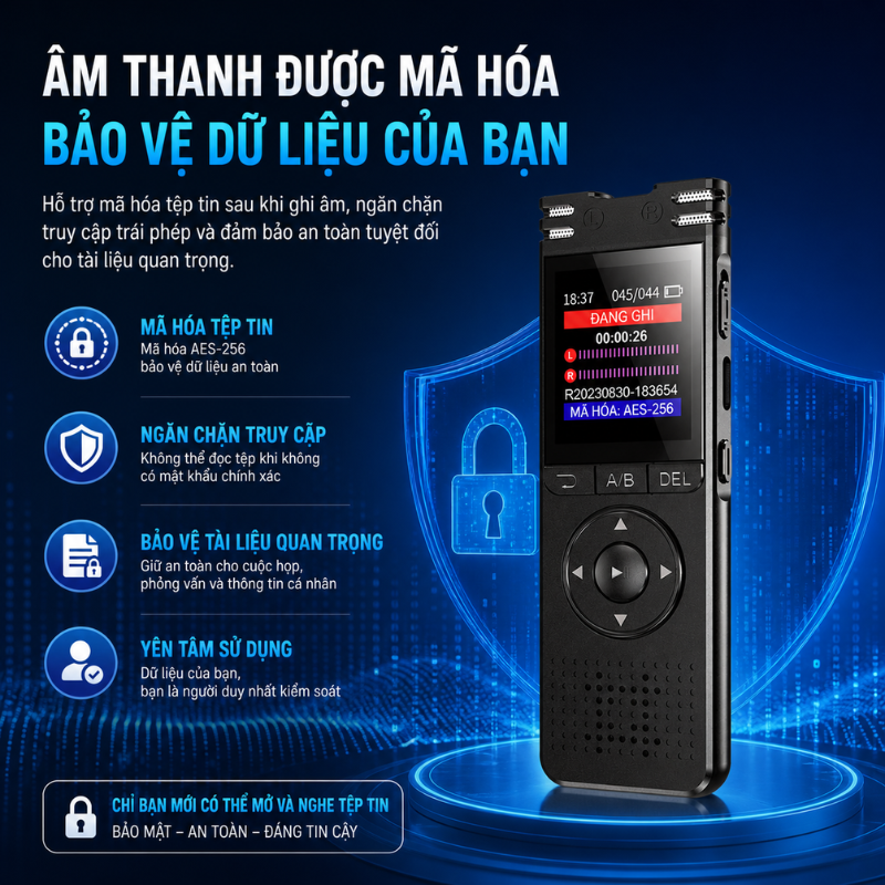 Máy Ghi Âm Q2S – Ghi Âm Siêu Nét 1536Kbps, Pin 50 Giờ, Dễ Dùng