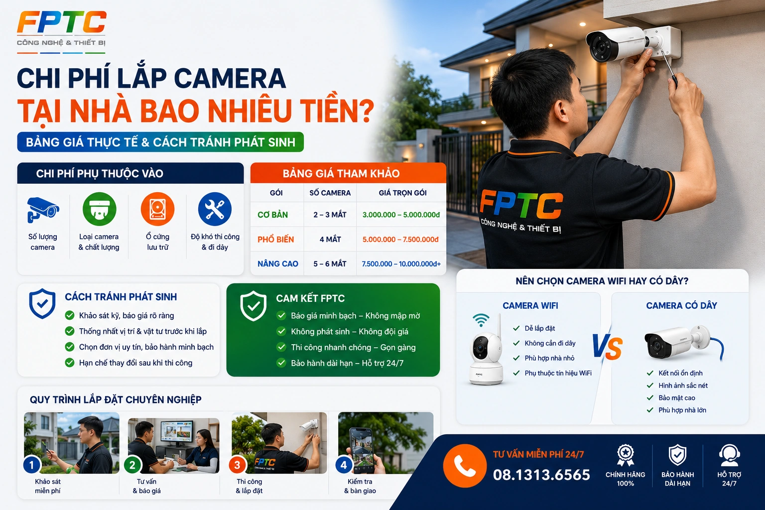 Chi phí lắp camera tại nhà bao nhiêu tiền? Bảng giá chi tiết & thực tế