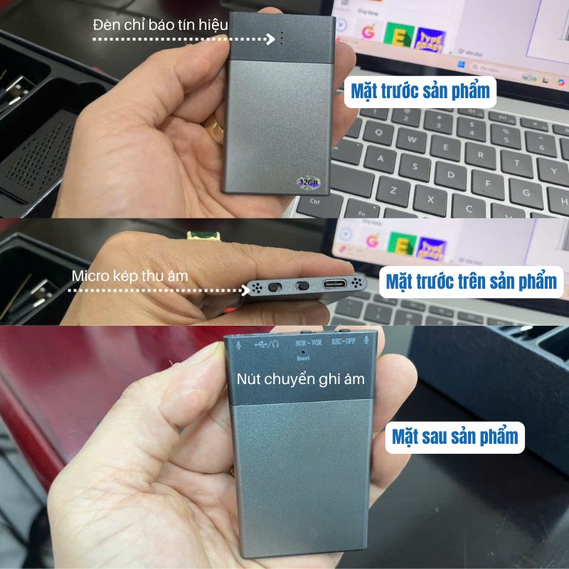 Máy ghi âm Q8 Pro – Siêu mỏng 6mm, Pin 100 Giờ, Ghi Âm Cực Nét