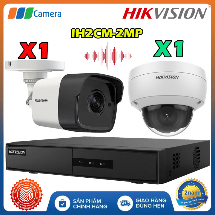 Trọn Bộ 2 Camera IP Âm Thanh Có Dây Hikvision IH2CM-2MP Full HD