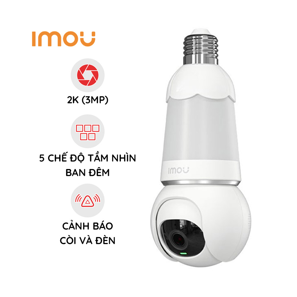 Trọn bộ Camera Wifi bóng đèn iMOU Bulb Cam | Hình Ảnh 3K FHD | Tầm Nhìn Có Màu Ban Đêm| Quay Quét Tự Động