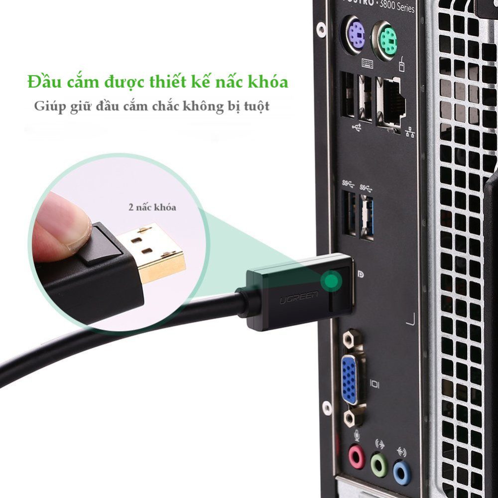 Cáp DP DisplayPort 2 đầu đực UGREEN DP102 10244 Dài 1m
