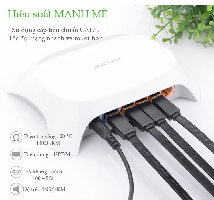Cáp mạng 2 đầu đúc Cat7 UTP dạng dẹt UGREEN NW106 11261 Màu Đen Dài 2m