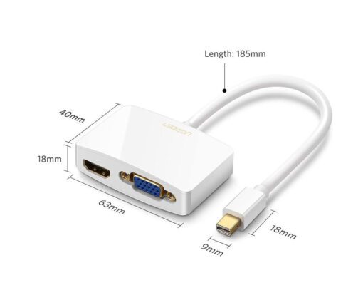 Bộ chuyển mini DP sang HDMI và VGA UGREEN MD108 10427 Màu Trắng
