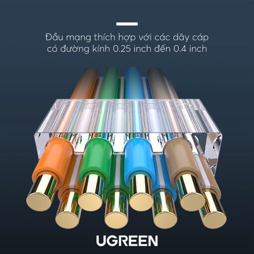 Đầu (hạt) bấm mạng RJ45 cho dây CAT6 bọc inox chống nhiễu UGREEN NW111 20333 10 Chiếc/Hộp