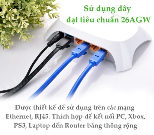 Dây cáp mạng Cat6 UGREEN NW102 11203 cáp tròn màu xanh Dài 3m