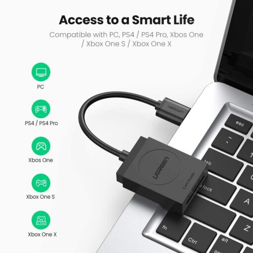 Đầu đọc thẻ UGREEN CR127 20250 hỗ trợ thẻ TF và SD đầu vào USB 3.0
