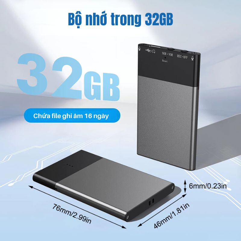 Máy ghi âm Q8 Pro – Siêu mỏng 6mm, Pin 100 Giờ, Ghi Âm Cực Nét