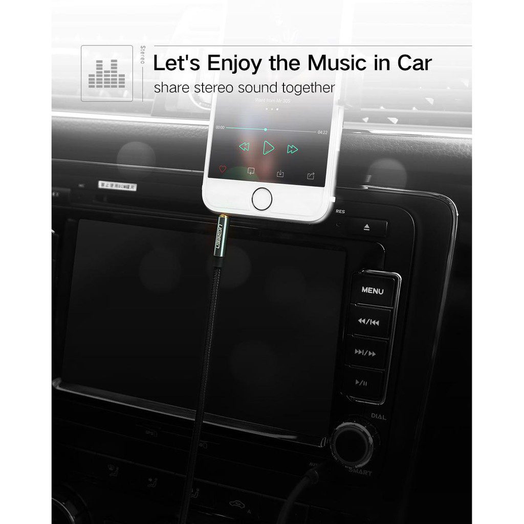 Dây âm thanh 3.5mm UGREEN AV112 10687 Vỏ bện vải sợi tổng hợp dài 2m Màu tím than