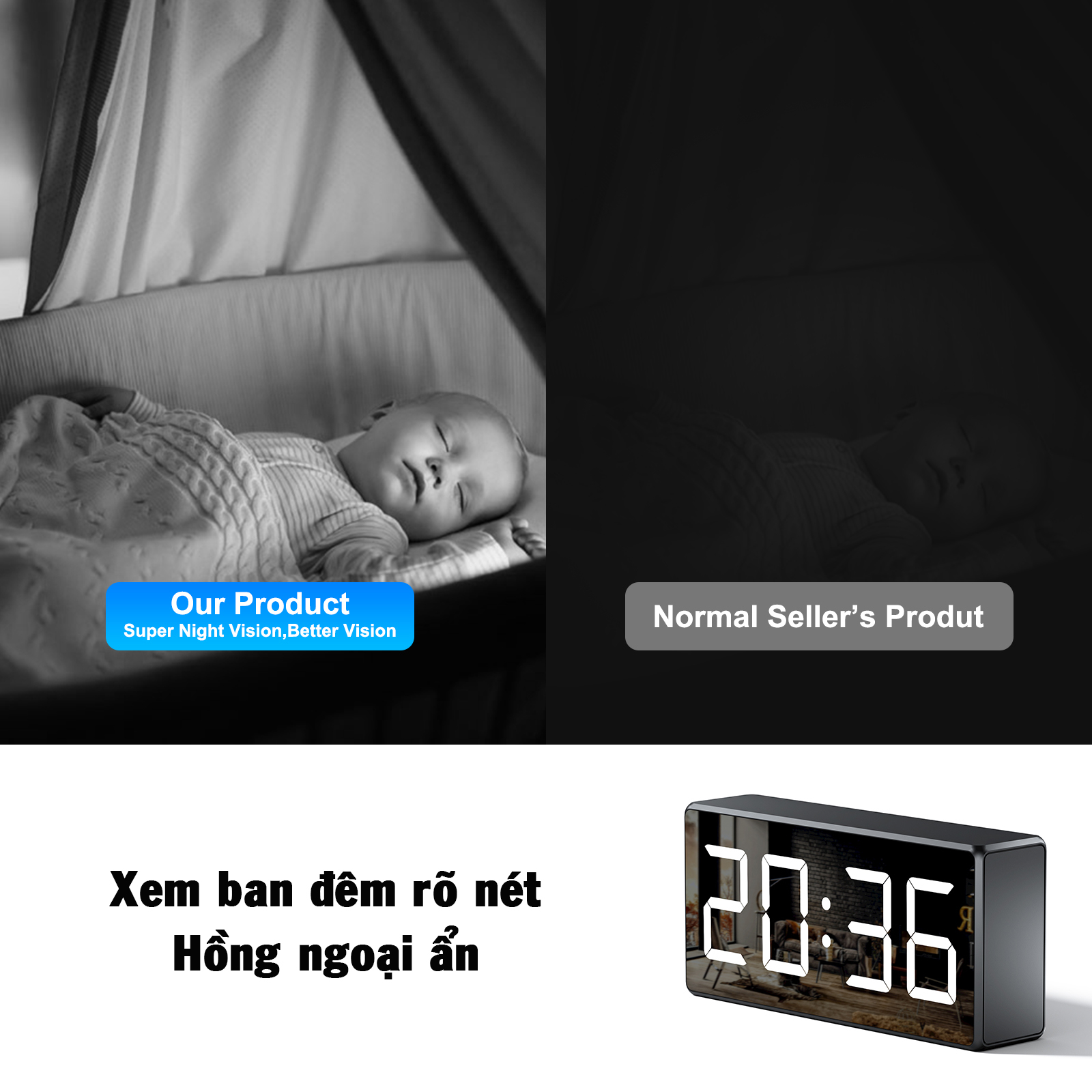 Camera Đồng Hồ đặt bàn Tuyasmart TS6 Full 4K Âm thanh rõ nét