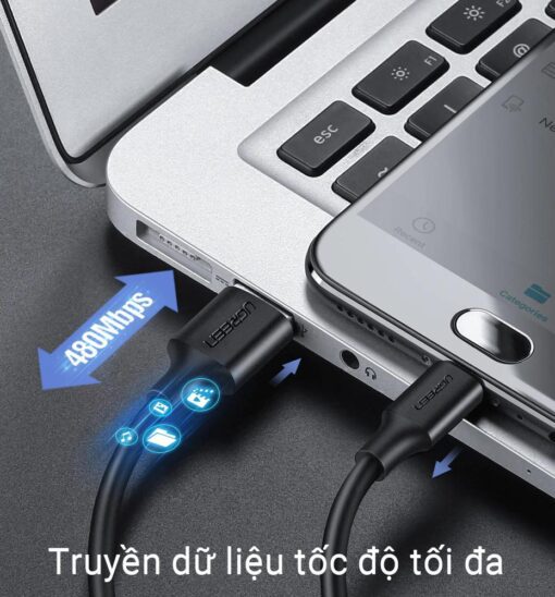 Cáp sạc nhanh Micro USB hỗ trợ sạc nhanh truyền dữ liệu Ugreen US289 60134 Dài 0.25m