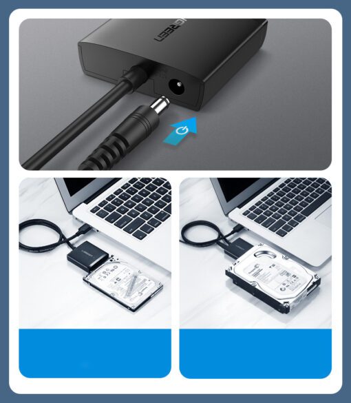 Cáp chuyển đổi USB 3.0 sang SATA cho ổ cứng SATA 2,5 /3,5 inch Ugreen 60561 cao cấp (kèm nguồn)