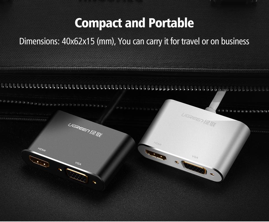 Cáp chuyển Mini DisplayPort sang HDMI và VGA UGREEN MD115 20422 Đen