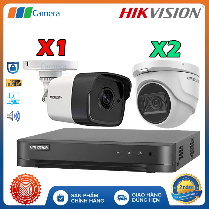 Trọn Bộ 3 Camera Âm Thanh Có Dây Hikvision AH3CM-2MP Full HD