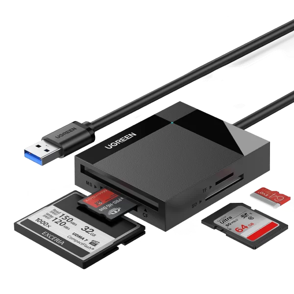Đầu đọc thẻ Ugreen CR125 30333 đầu vào USB 3.0 siêu nhanh Dài 0.5m